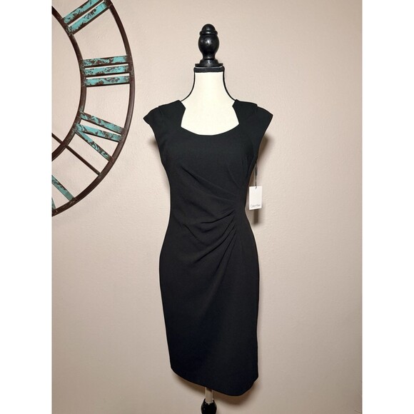 Calvin Klein Dresses & Skirts - Calvin Klein Dress Black Sleeveless Ruched Sheath Size 4 NWT